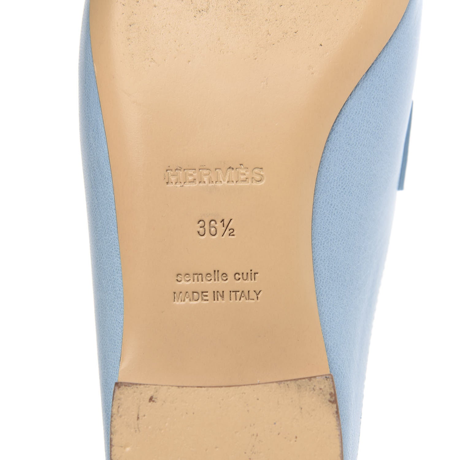 Hermes Goatskin Rivoli Mules 36.5 Bleu Ciel 7 of 9