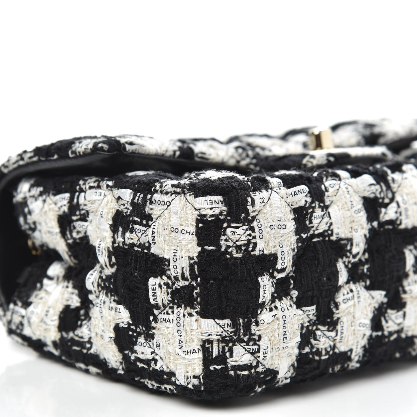 Tweed Quilted Mini Rectangular Flap Black Ecru White