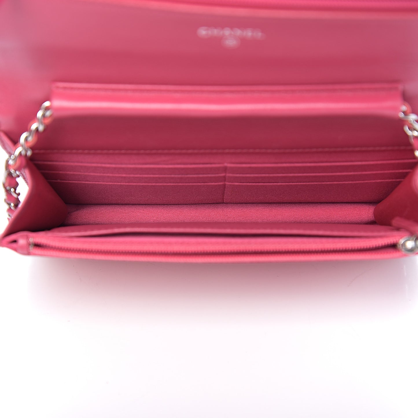 Patent Camellia Embossed Wallet on Chain WOC Rose