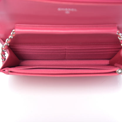 Chanel Patent Camellia Embossed Wallet on Chain WOC Rose 4 of 10