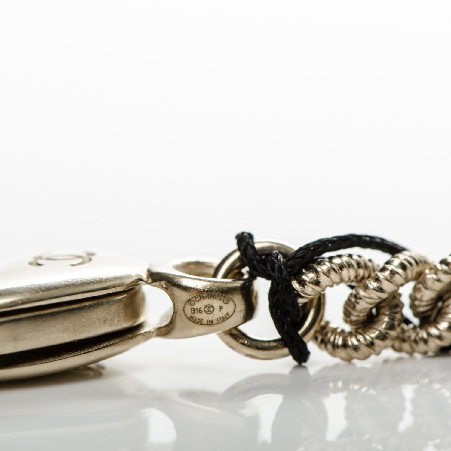 Chanel Metal Quilted CC Bag Charm Gold Pearly White 5 of 5