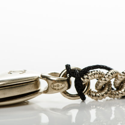 Chanel Metal Quilted CC Bag Charm Gold Pearly White 5 of 5
