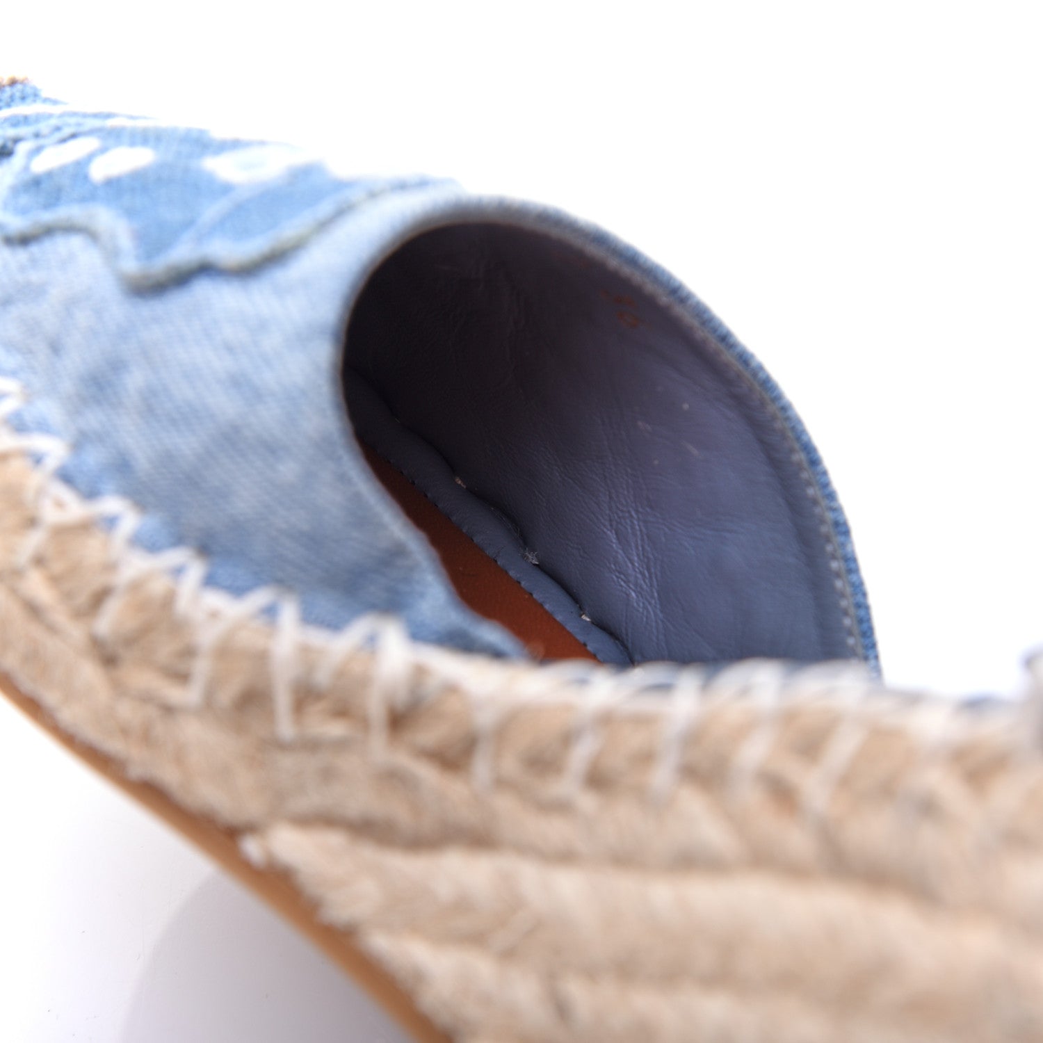 Valentino Garavani Denim Butterfly Embroidered Rockstud Ankle Wrap Espadrille 15/85mm Wedges 36 Light Denim 16 of 18