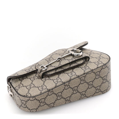 Gucci GG Supreme Monogram Small Horsebit 1955 Asymmetric Shoulder Bag Beige Ebony 3 of 8