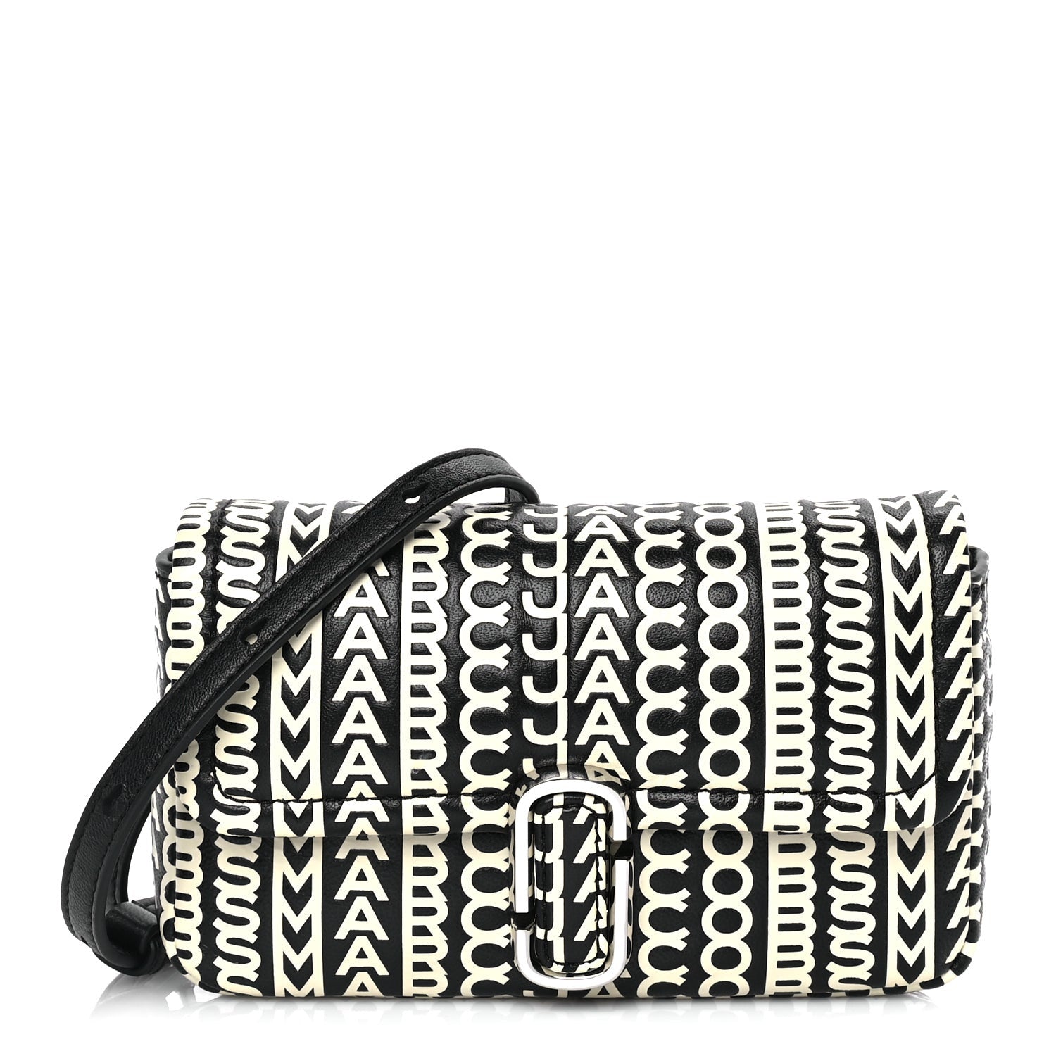 Marc Jacobs Calfskin The Monogram J Marc Shoulder Bag Black White 1 of 7