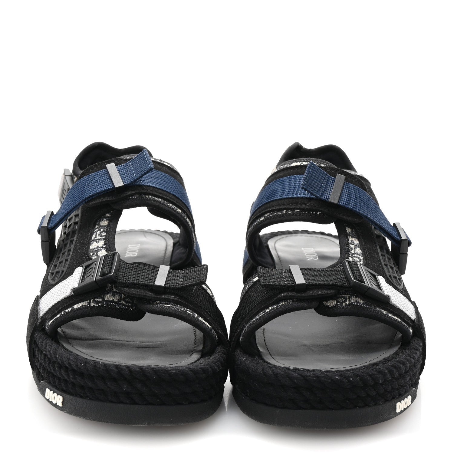 Christian Dior Technical Fabric Oblique Mens Atlas Sandals 44 Black Blue 3 of 7