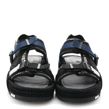 Christian Dior Technical Fabric Oblique Mens Atlas Sandals 44 Black Blue 3 of 7