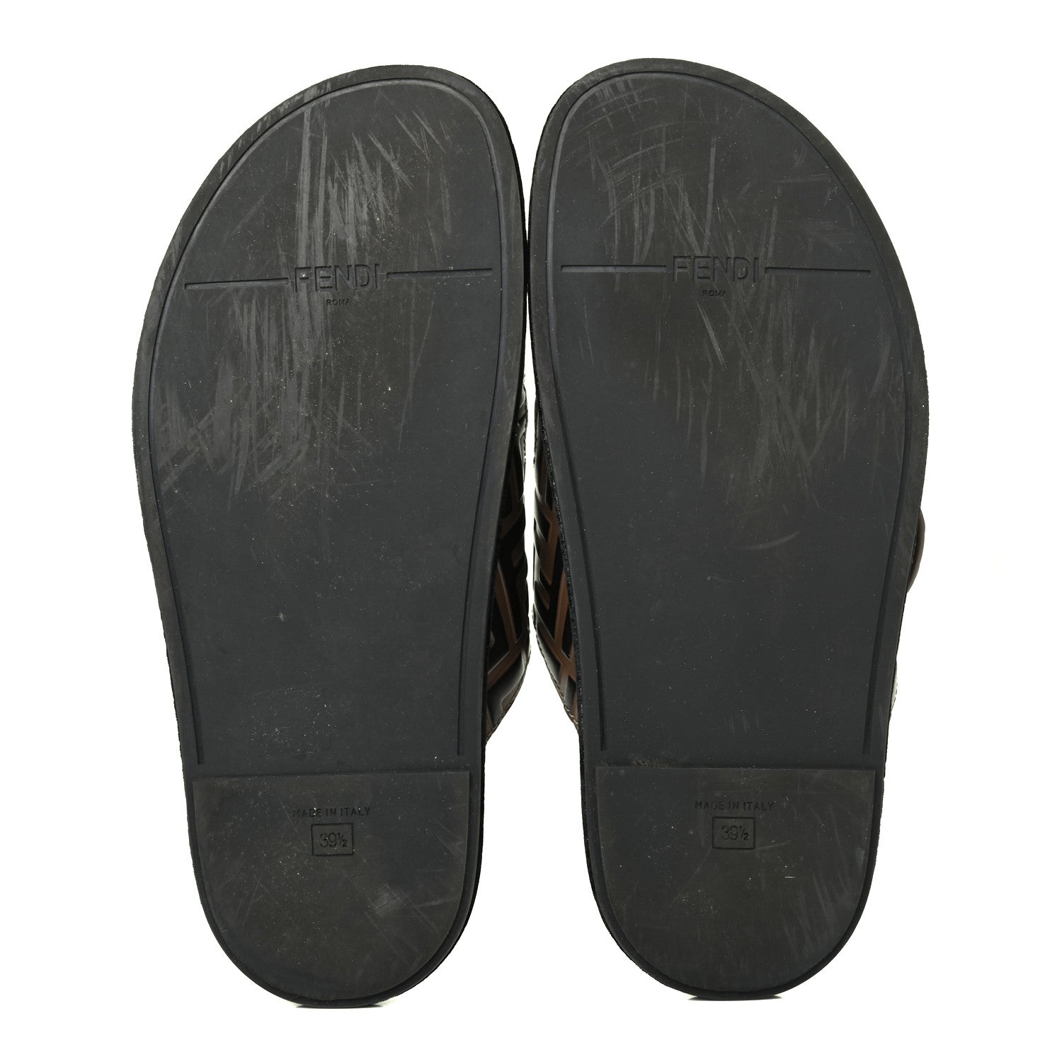 Fendi Calfskin FF Embossed Slide Sandals 39.5 Maya Black 4 of 4