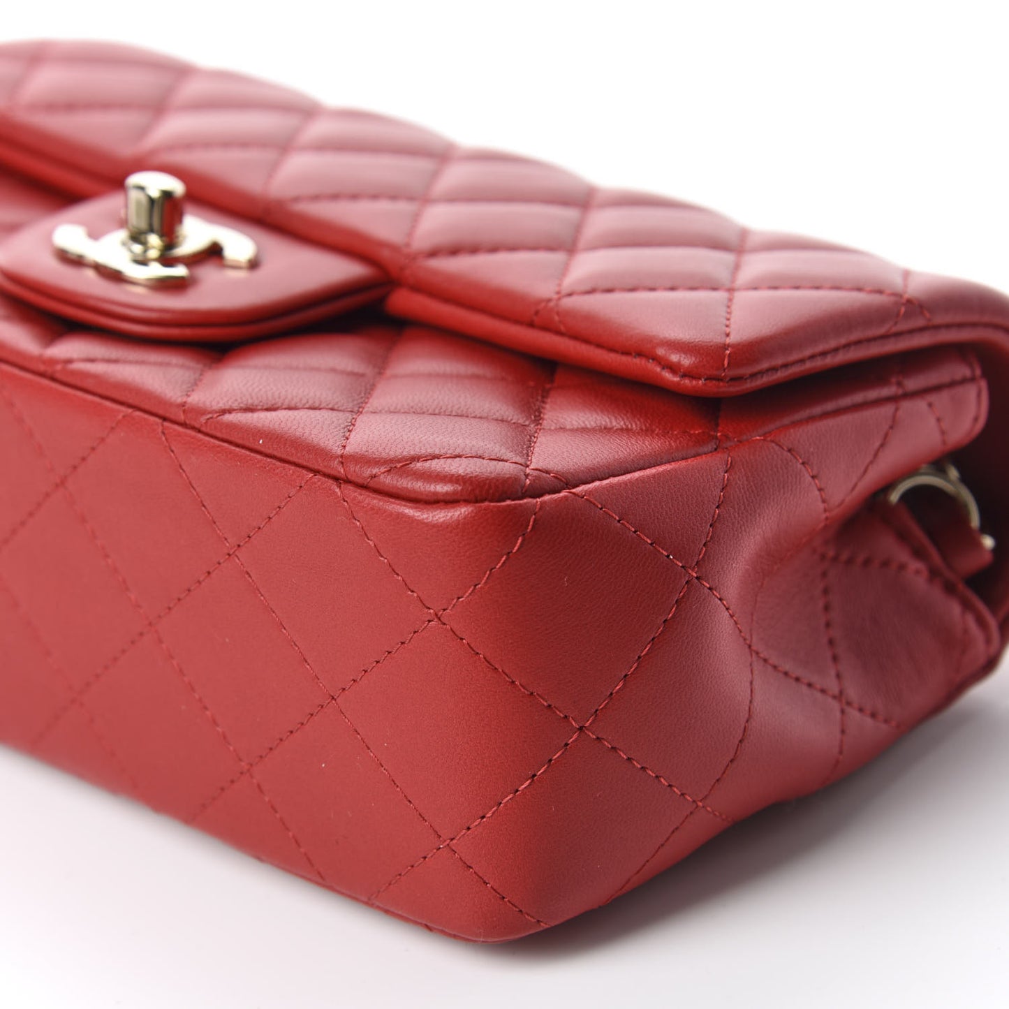 Lambskin Quilted Mini Rectangular Flap Red