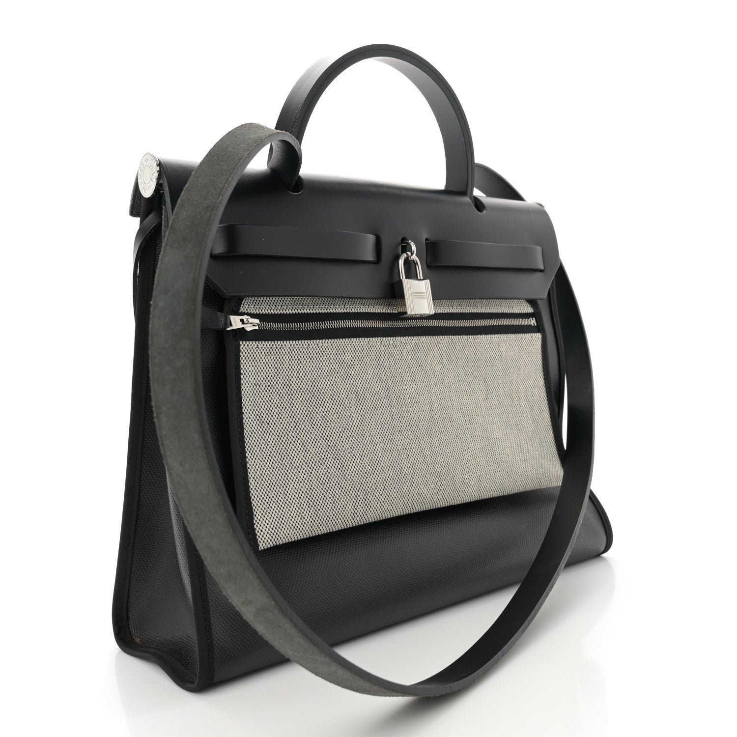 Hermes Toile H Berline Vache Hunter Herbag Zip PM 31 Black Ecru 4 of 7