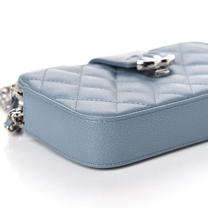 Chanel Caviar Quilted CC Box Clutch With Chain Blue 11 of 14
