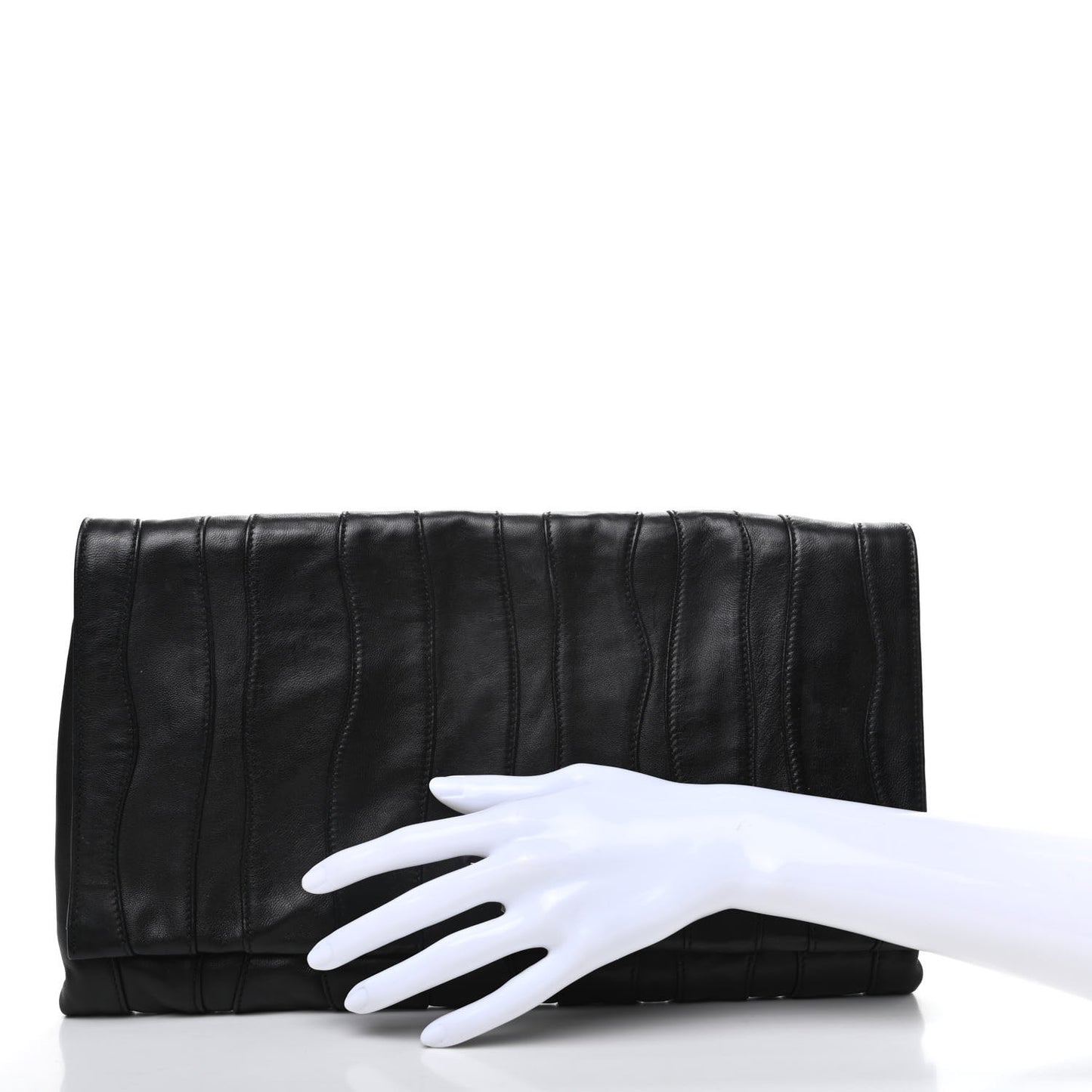 Nappa Pleated Clutch Black