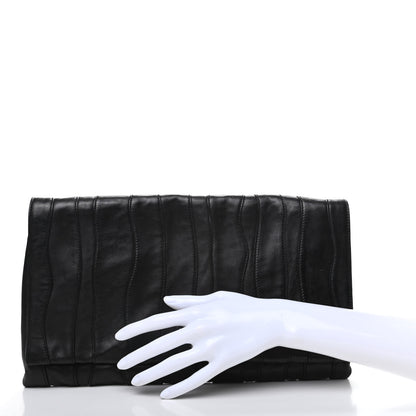 Prada Nappa Pleated Clutch Black 2 of 6