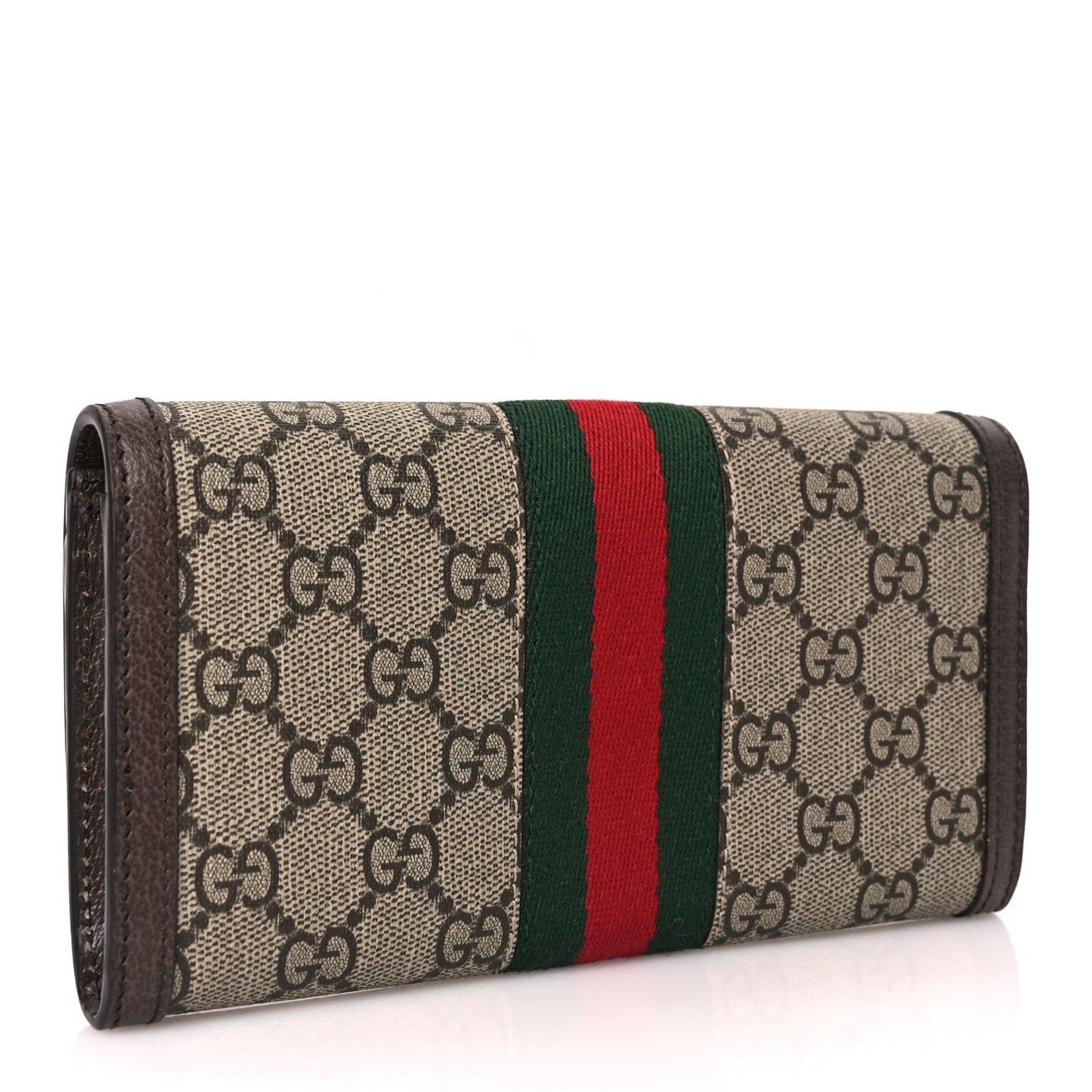 GG Supreme Monogram Web Ophidia Continental Wallet Brown