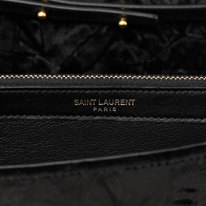 Saint Laurent Textured Velour Monogram Chain Wallet Black 6 of 13