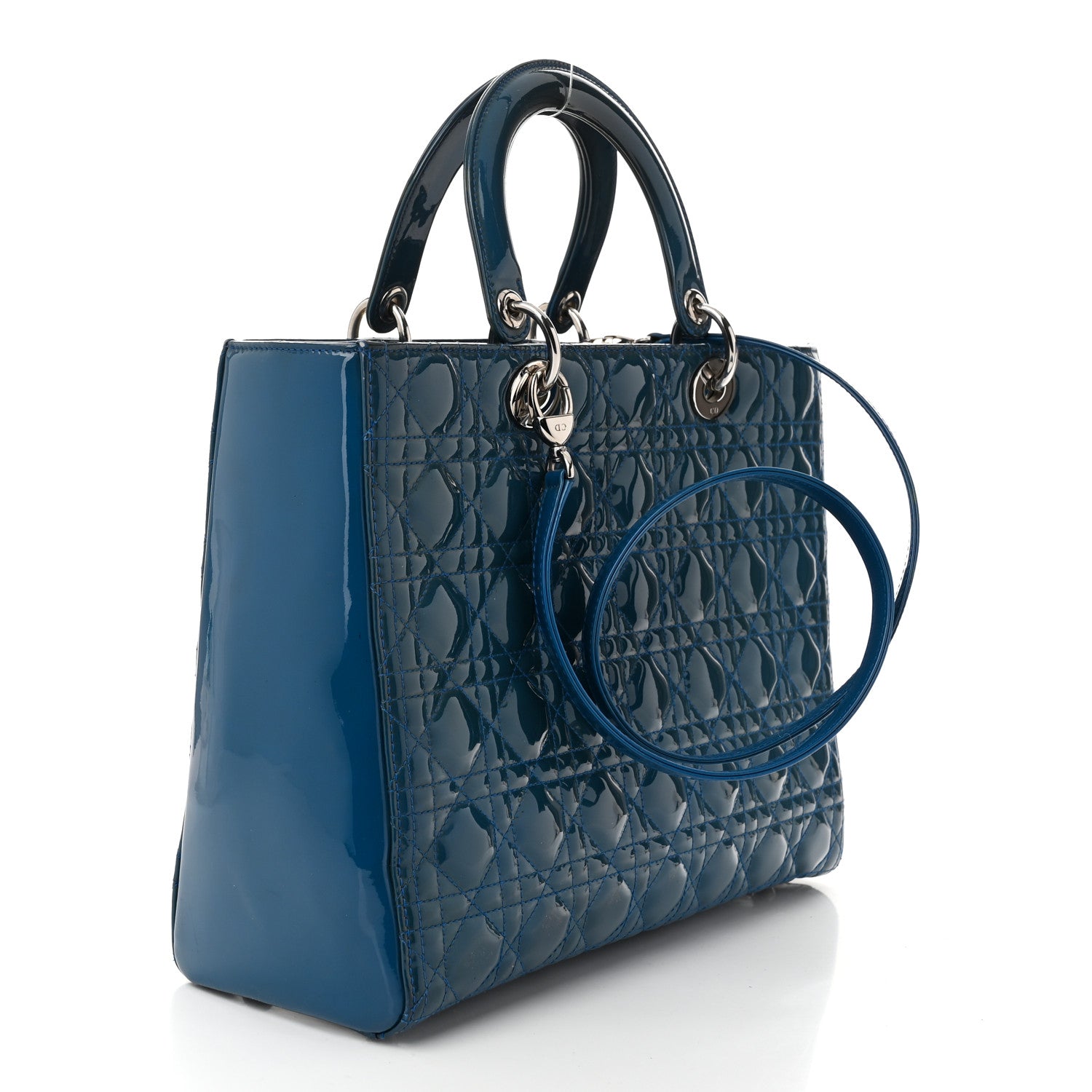 Christian Dior Patent Cannage Large Lady Dior Blue 3 of 14