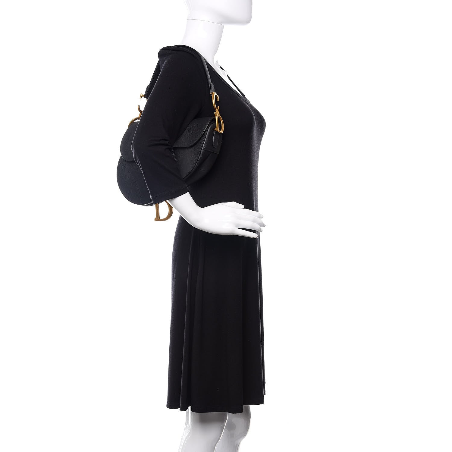 Christian Dior Grained Calfskin Saddle Bag Black 3 of 13