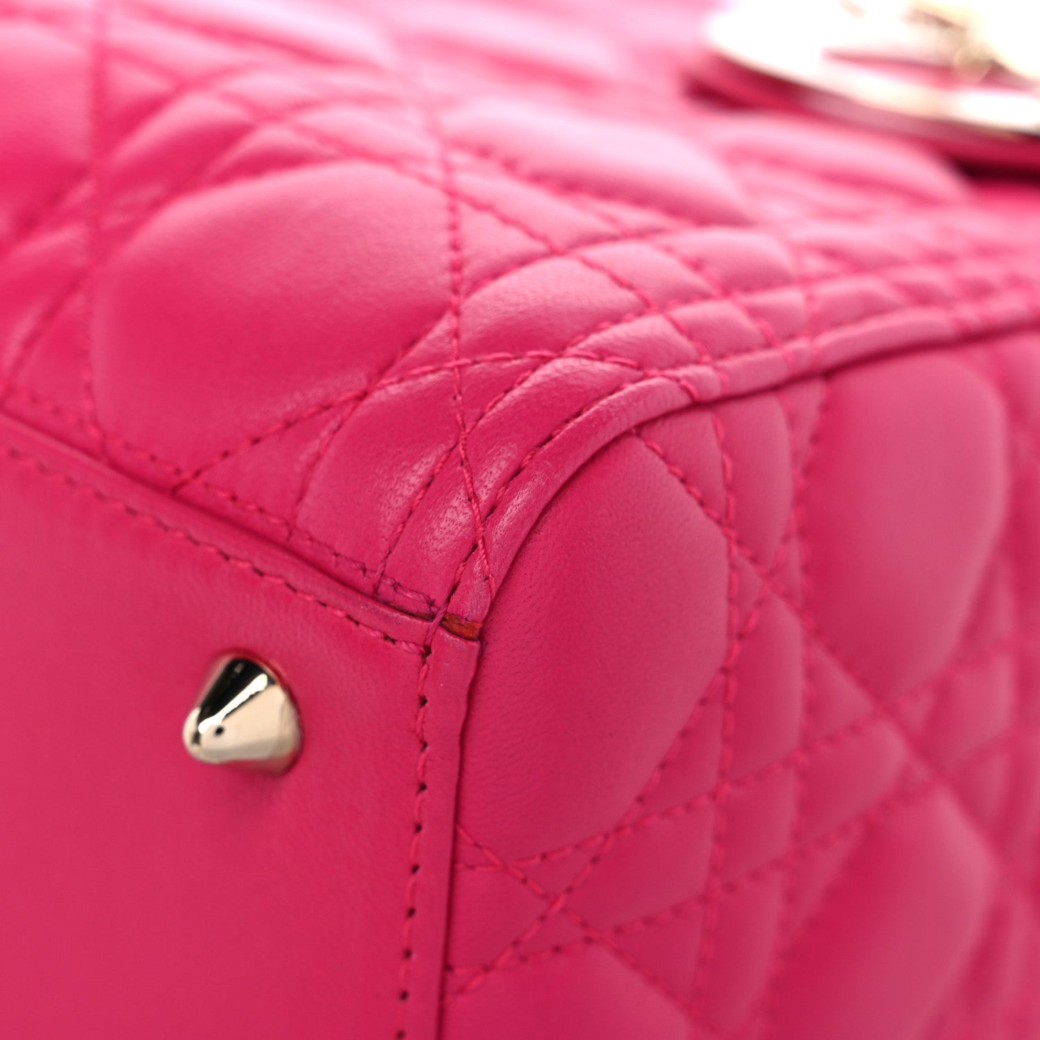 Christian Dior Lambskin Cannage Medium Lady Dior Fuchsia 8 of 10