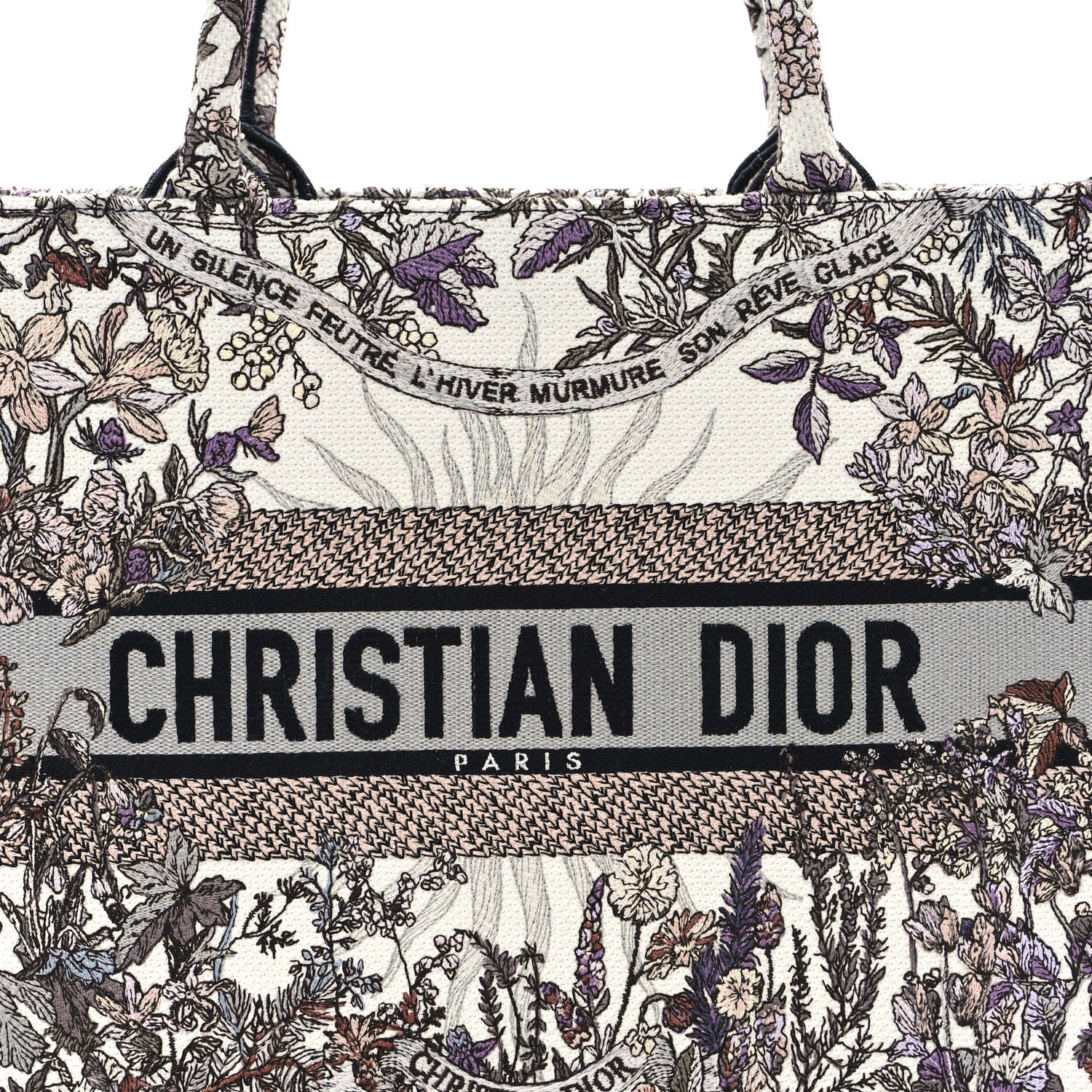 Christian Dior Canvas Embroidered Medium 4 Saisons Hiver Soleil Book Tote Multicolor 8 of 11