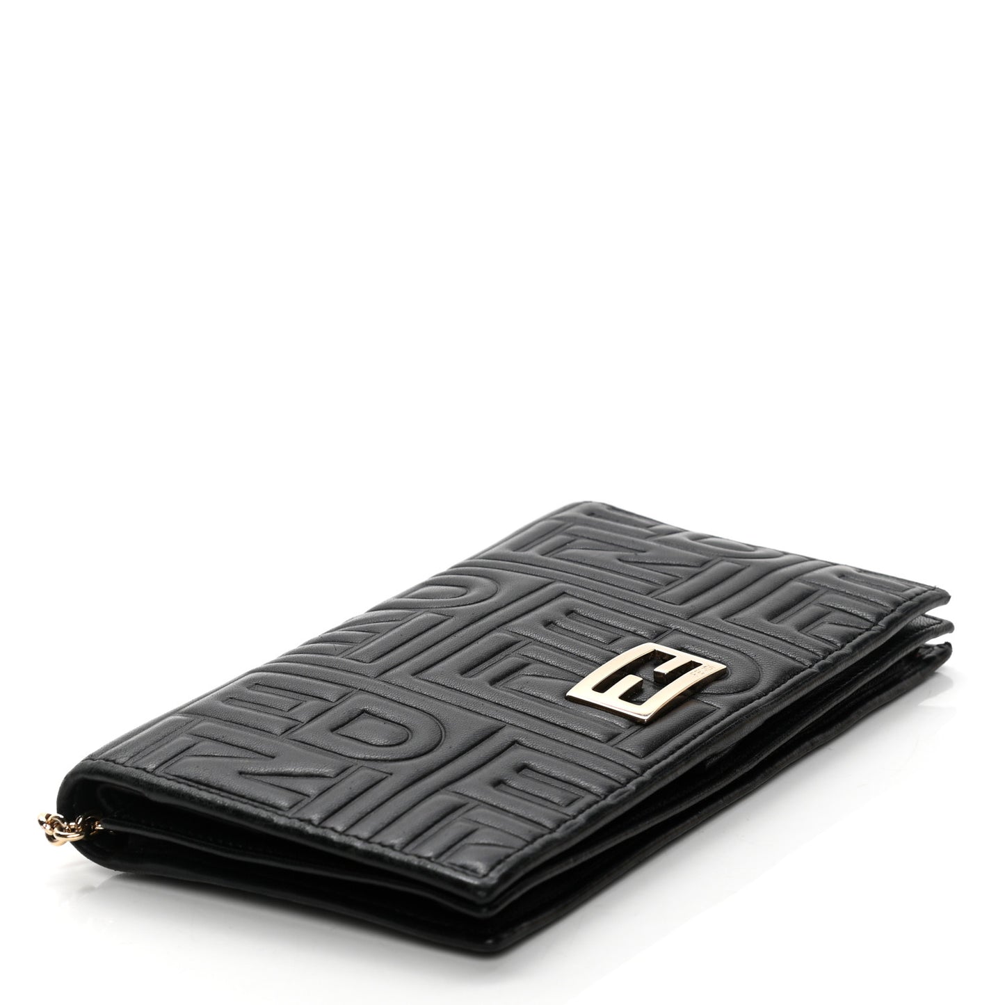Nappa Logo Embossed Long Wallet On Chain Black