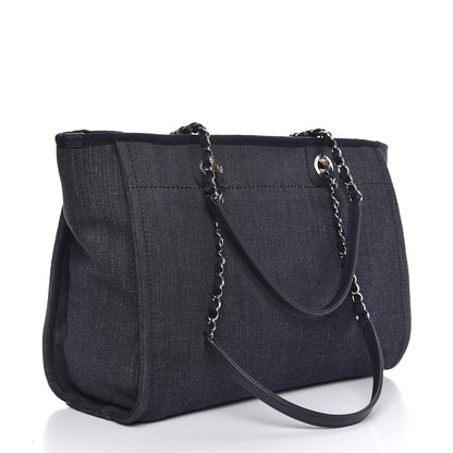 Chanel Denim Small Deauville Tote Dark Blue 3 of 7