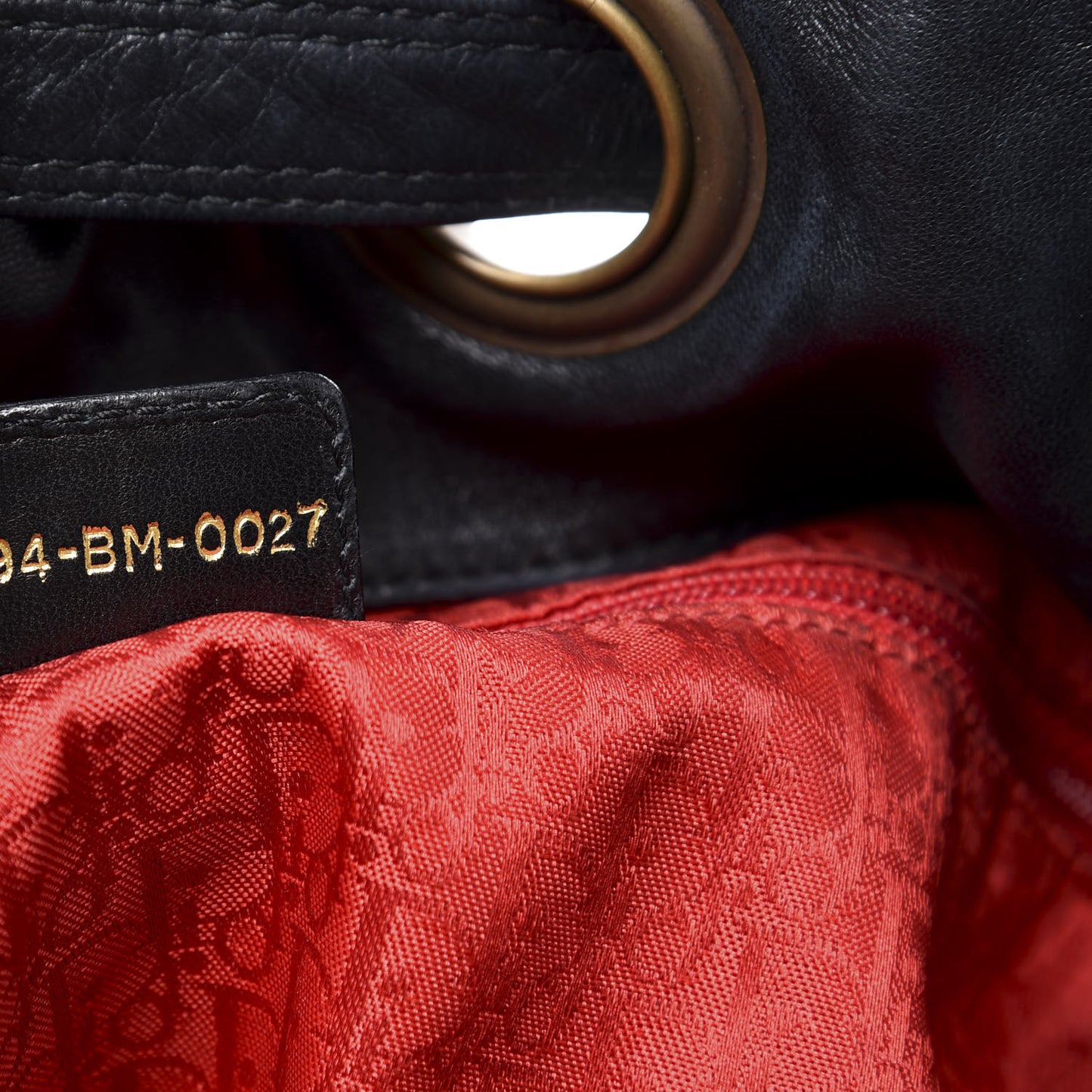 Lambskin Cannage Drawstring Bag Black