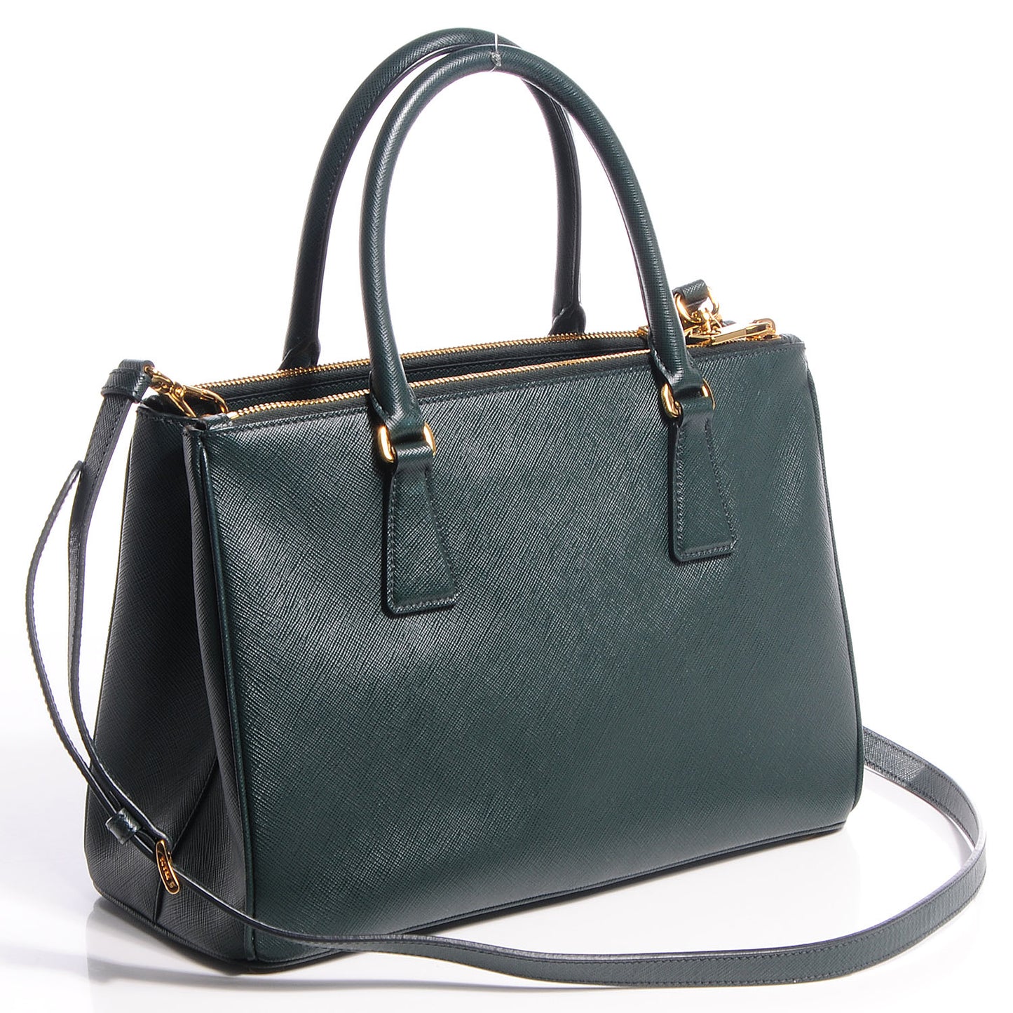 Saffiano Lux Small Double Zip Tote Smeraldo