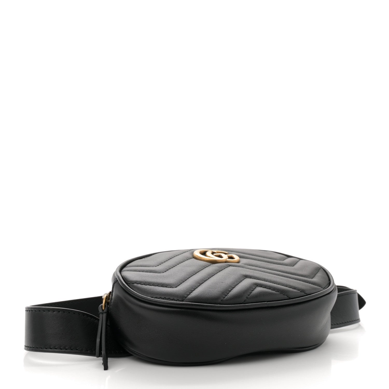 Gucci Calfskin Matelasse GG Marmont Belt Bag 75 30 Black 4 of 7