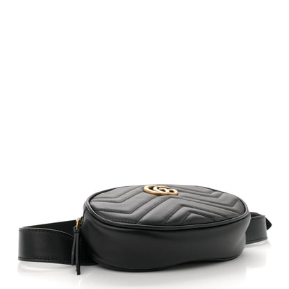 Gucci Calfskin Matelasse GG Marmont Belt Bag 75 30 Black 4 of 7