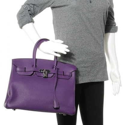Hermes Taurillon Clemence Birkin 35 Ultraviolet 2 of 10