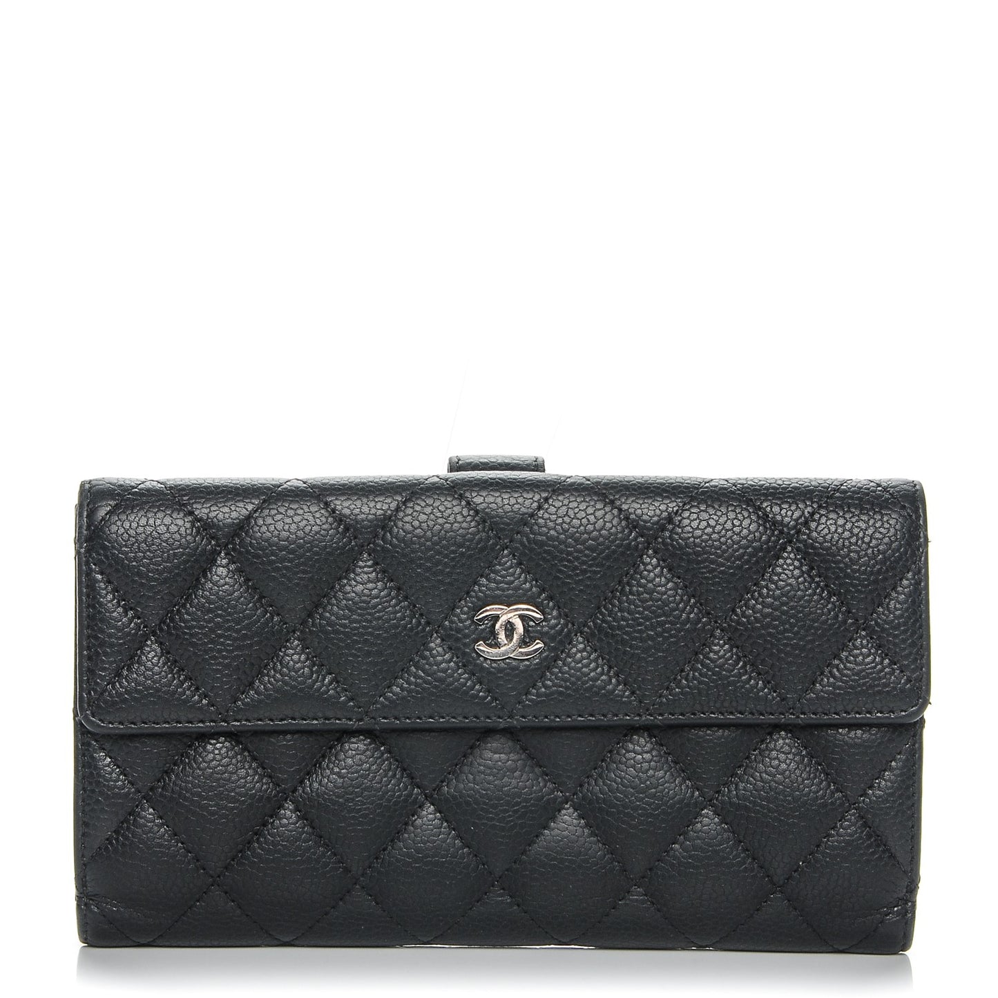 Caviar Quilted CC Long Double Wallet Black
