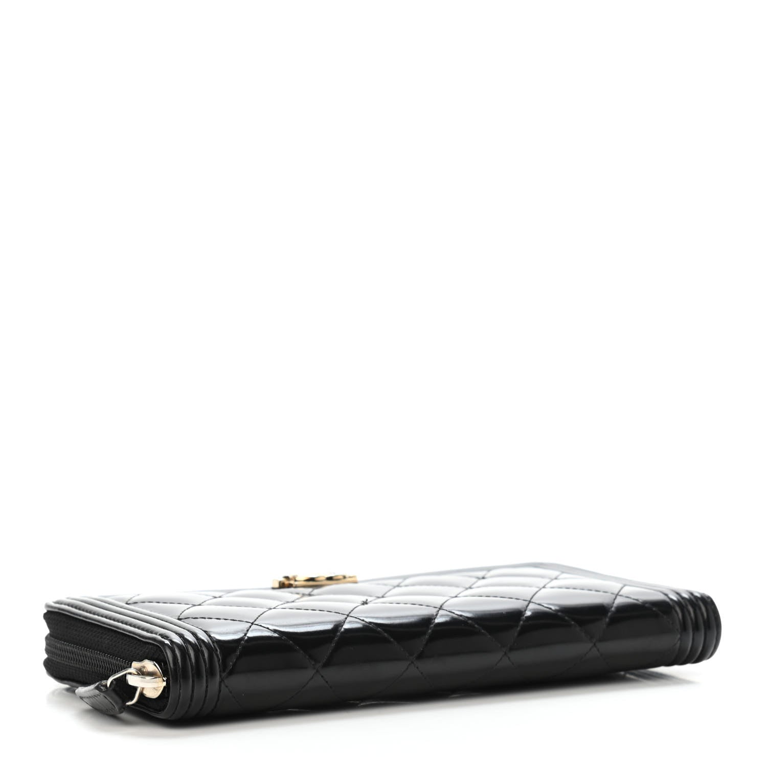 Chanel Glazed Calfskin Boy Zip Around Wallet Black 3 of 4