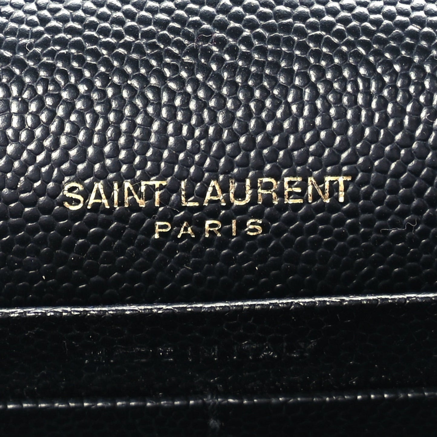 Grain De Poudre Matelasse Chevron Monogram Envelope Chain Wallet Black