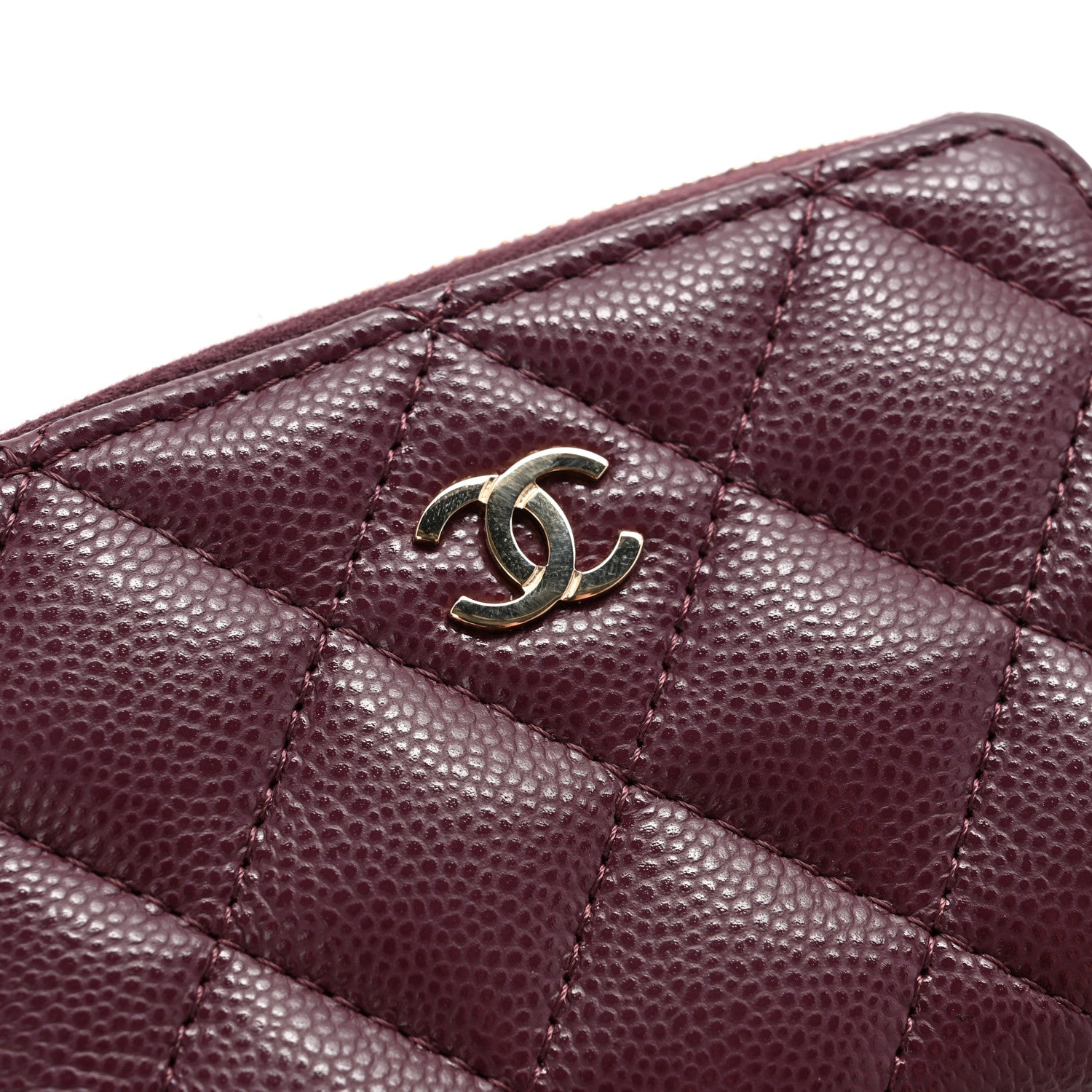 Chanel Caviar Quilted Zip Around Coin Purse Dark Burgundy 9 of 10