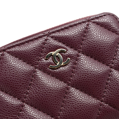 Chanel Caviar Quilted Zip Around Coin Purse Dark Burgundy 9 of 10