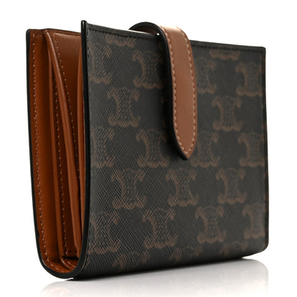 Celine Canvas Triomphe Medium Strap Wallet Tan 3 of 9