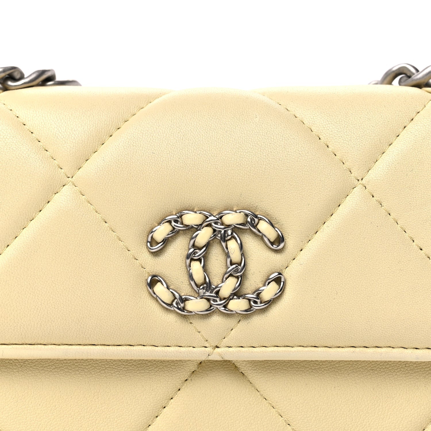 Chanel Lambskin Quilted  19 Wallet On Chain WOC  Yellow 7 of 9