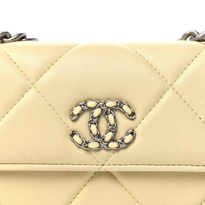 Chanel Lambskin Quilted  19 Wallet On Chain WOC  Yellow 7 of 9