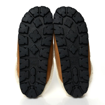 Prada Shearling Metal Triangle Logo 20mm Slippers 39.5 Cognac 5 of 7