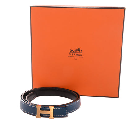 Hermes Swift Box Reversible Brushed Gold Constance 18mm H Belt 70 Bleu Thalassa Black 5 of 6