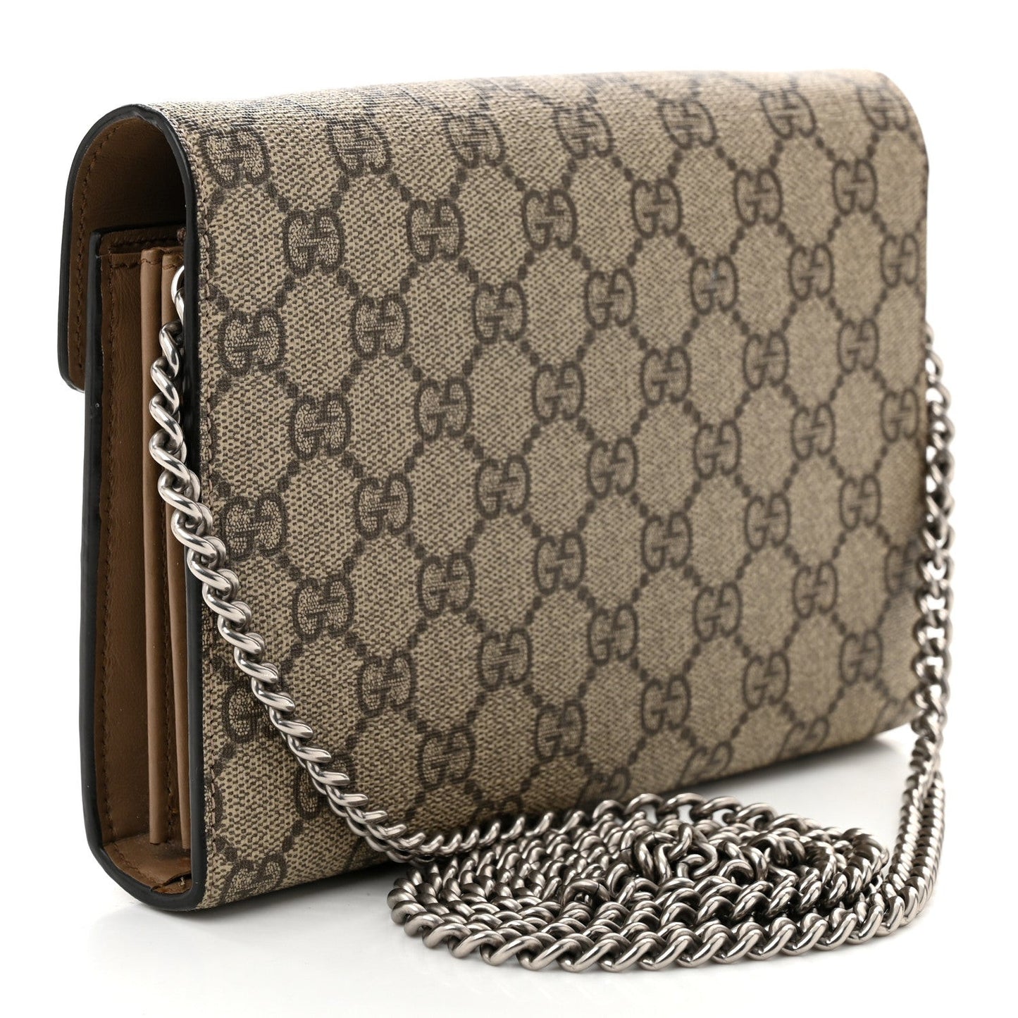 GG Supreme Monogram Mini Dionysus Chain Wallet Beige Taupe