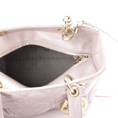 Christian Dior Pearly Lambskin Cannage Medium Lady Dior Lotus 5 of 9