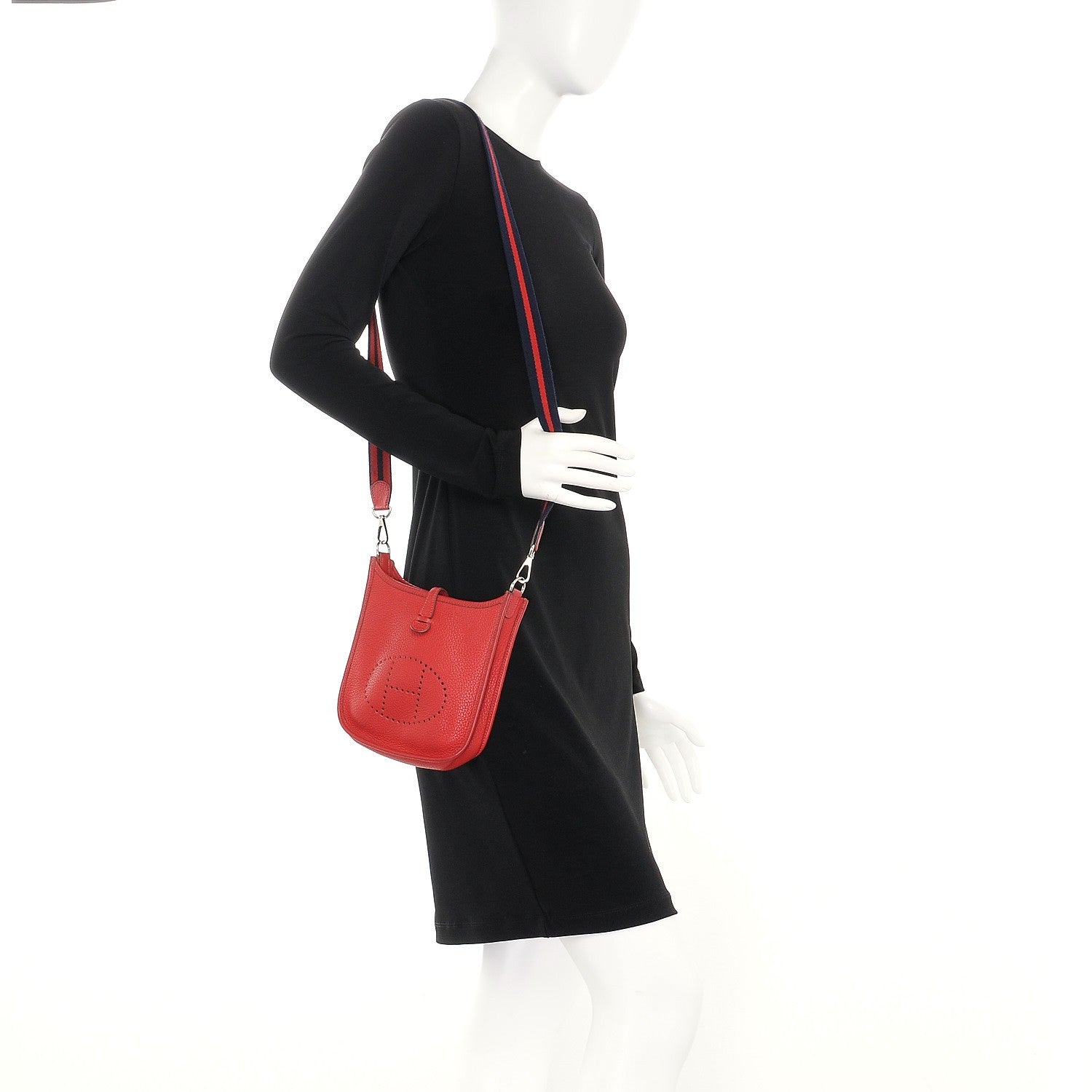 Hermes Taurillon Clemence Amazone Evelyne TPM Rouge Casaque Bleu Saphir 2 of 9