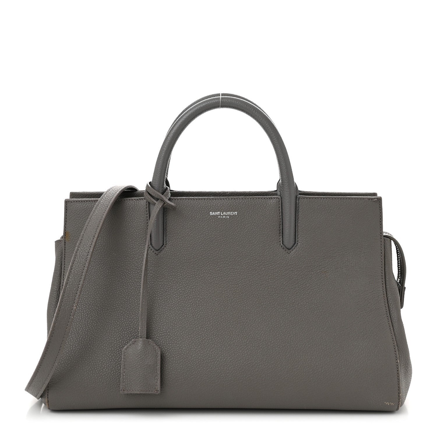 Saint Laurent Grained Calfskin Small Cabas Rive Gauche Fog 1 of 7