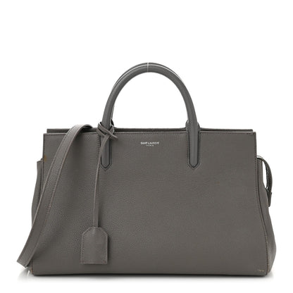 Saint Laurent Grained Calfskin Small Cabas Rive Gauche Fog 1 of 7
