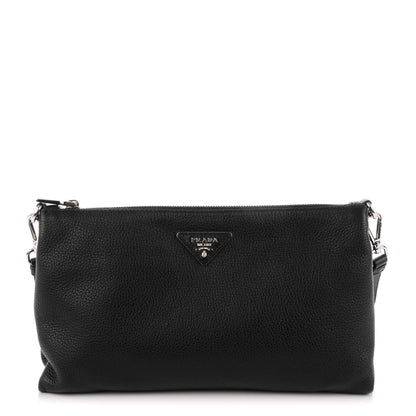 Prada Vitello Daino Zippered Crossbody Bag Black 1 of 8