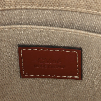 Chloe Cotton Calfskin Small Woody Ribbon Tote  White Brown 5 of 8