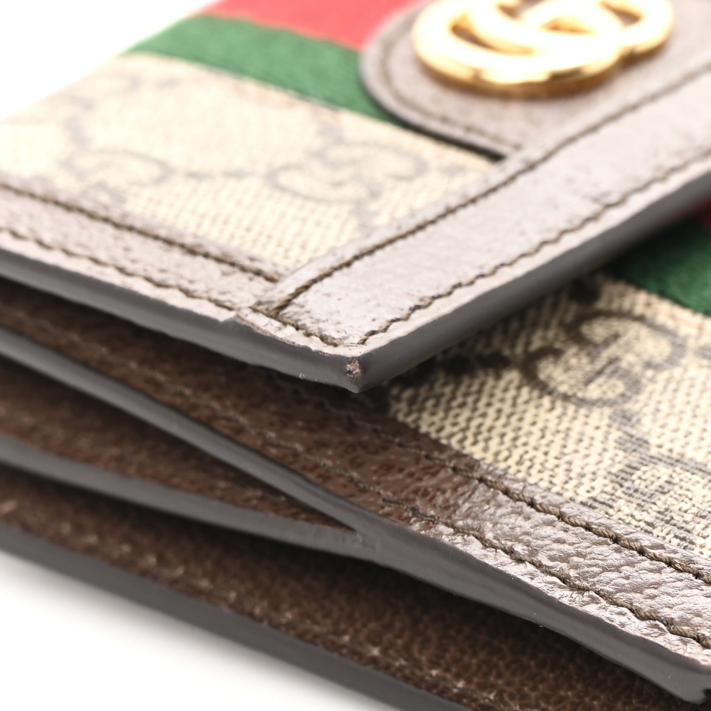 GG Supreme Monogram Web Ophidia French Flap Wallet Beige New Acero