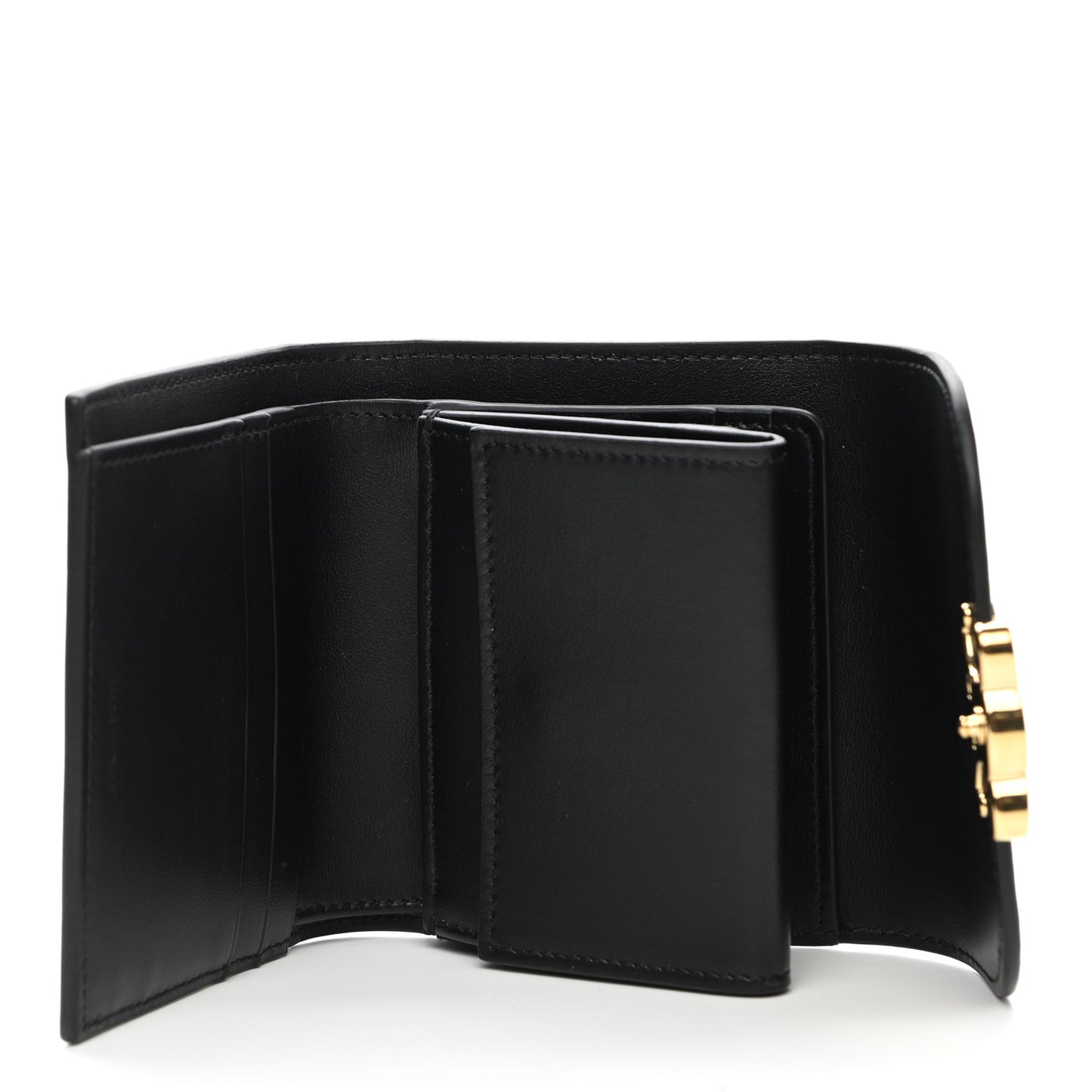 Shiny Smooth Lambskin Small Triomphe Wallet Black