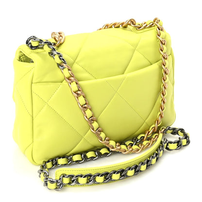 Chanel Shiny Lambskin Quilted Medium  19 Flap  Neon Yellow 2 of 10